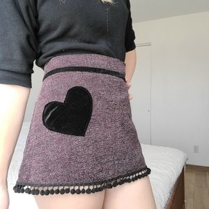Vintage Vixen Heart Pom Tassle Mini Skirt Large